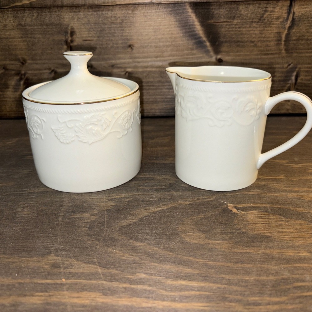 Farberware Calais 4173 Creamer & Covered Sugar 3 pc Set VINTAGE 1998